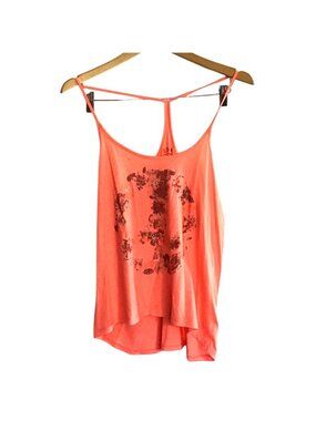 Miss Me Womens Coral Graphic Racerback Tank Top M